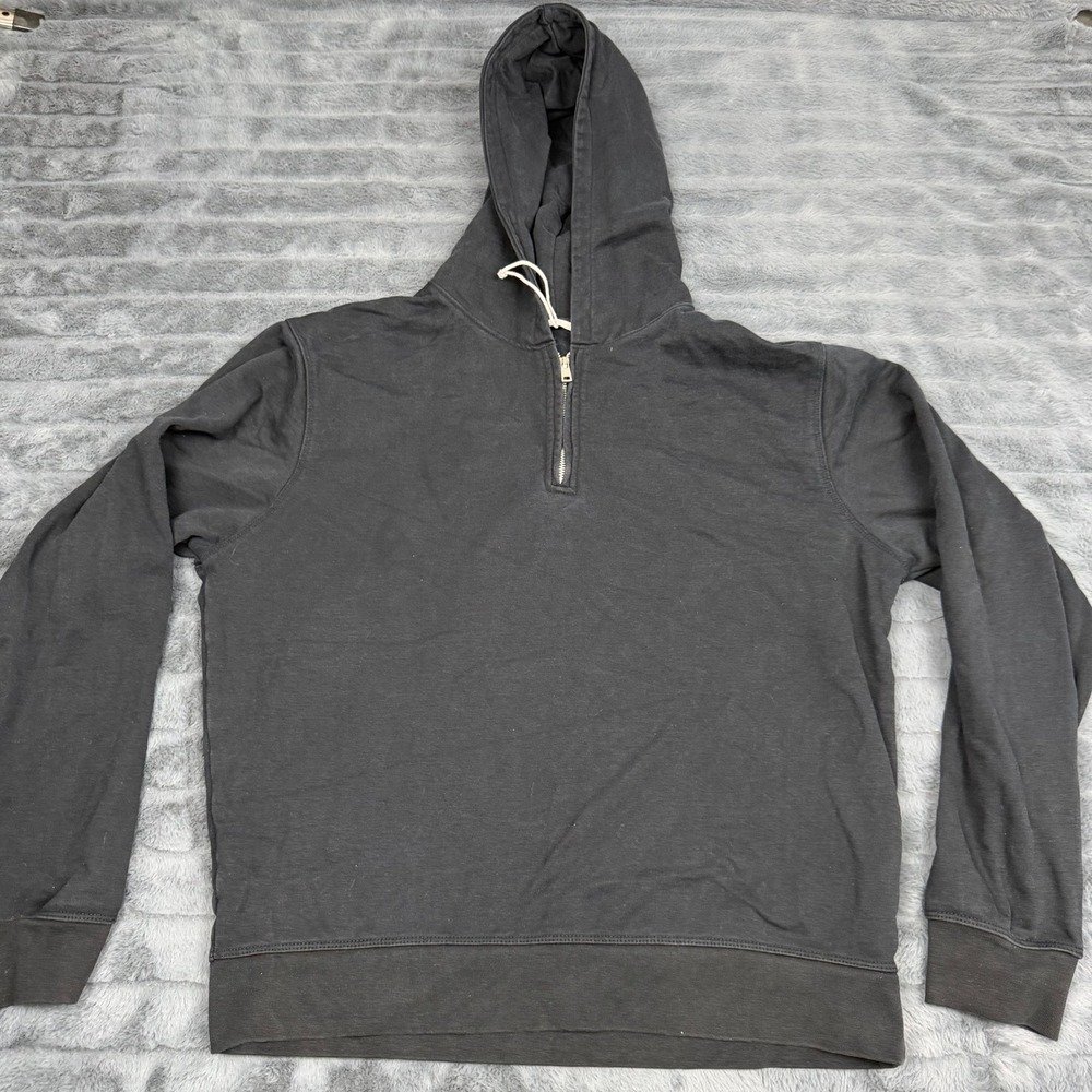 Zara Man Quarter Zip Hoodie Black Faded Sweatshirt Mens Size Medium 13313